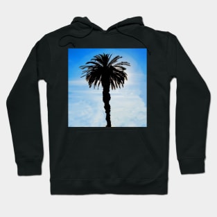 Palm Tree Serenity in a blue sky and white clouds Hoodie